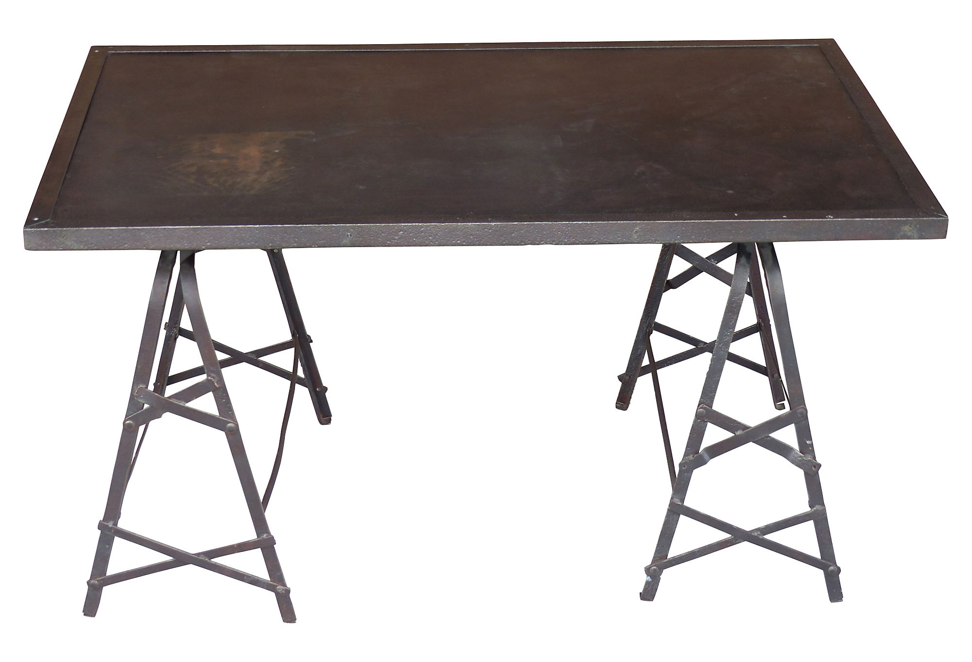 Industrial Heavy Steel Sawhorse Table Modernism